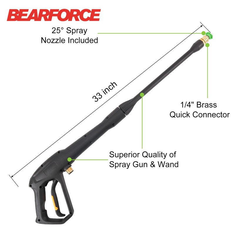 Bear Force High Pressure Water Spray Gun Wand Jet Nozzle Tips, Power Washer Water Gun Compatible with Some of Greenworks Kar-cher Ryobi Homelite Electric Pressure Washer Max 1900 PSI - Image 2